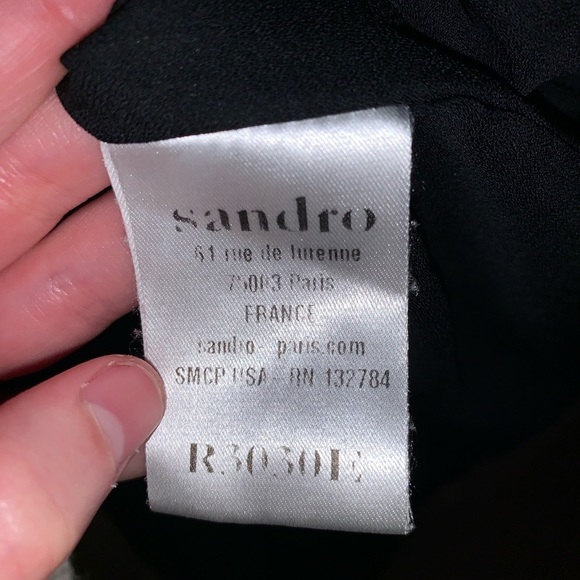 Sandro Faux Wrap Beaded Shoulder Sleeveless Dress - Picture 9 of 10